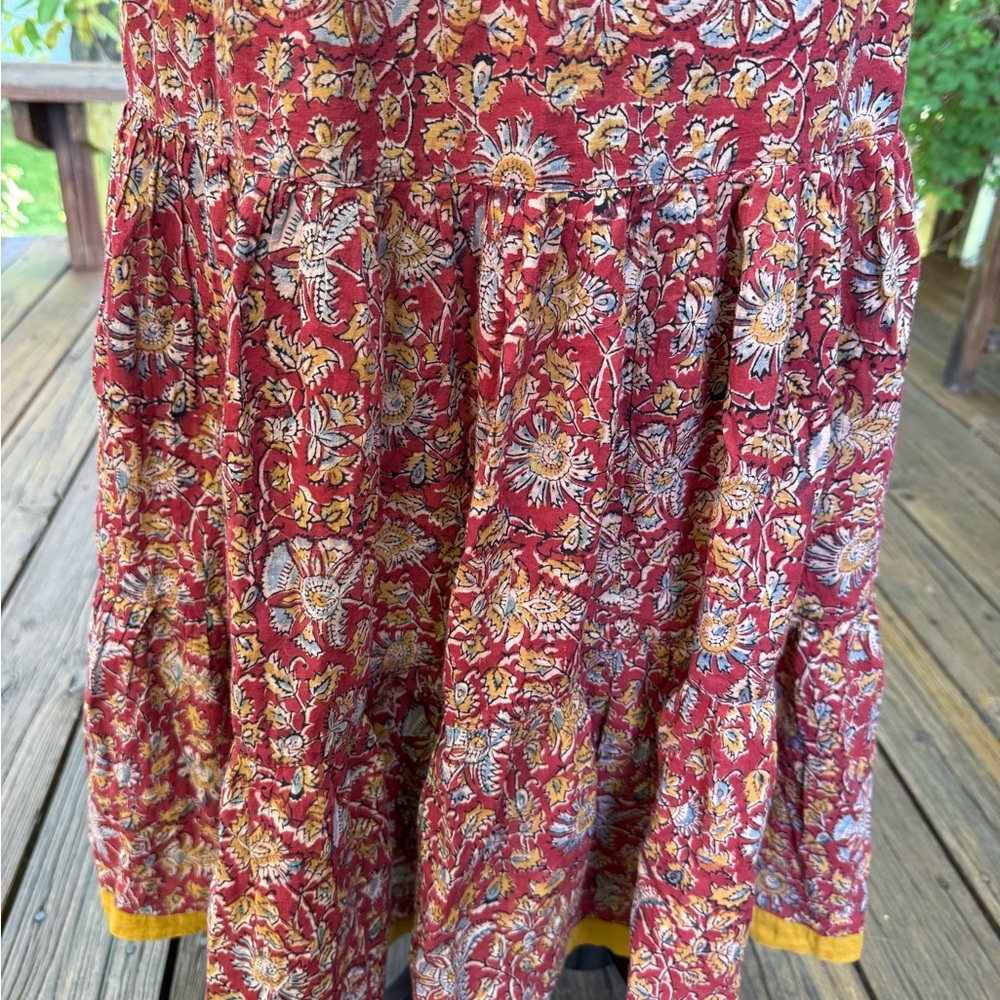 Vintage Bohemian Floral Red Skirt - Picture 2 of 9